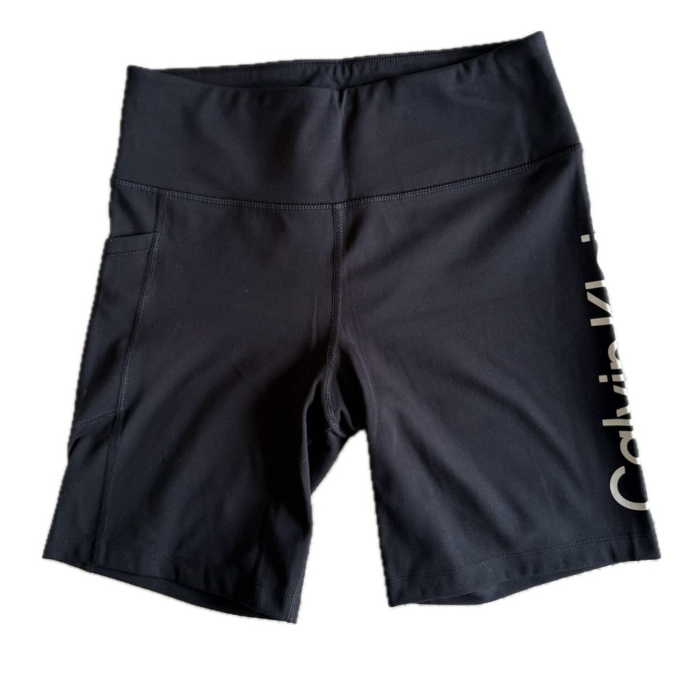 Calvin Klein Black Women's Logo Bike Shorts with Side Pocket SZ.M